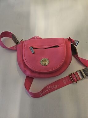 Lilly Pulitzer Pink Crossbody Saddle Bag